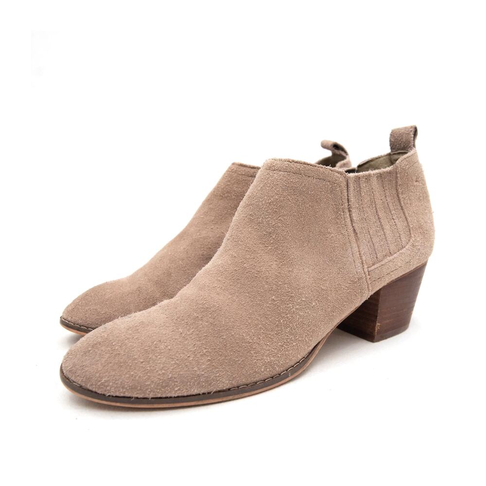 Dolce Vita Tan Suede Slip On Block Heel Jaydin Ankle Boots Booties Size 8